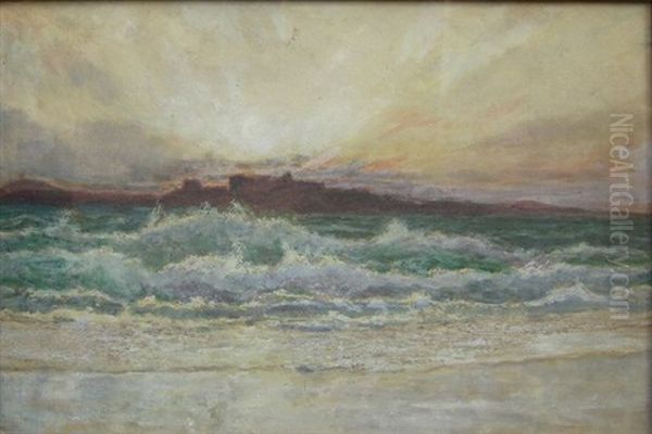 Sunset And Flowing Tide Oil Painting by Thomas Marie Madawaska Hemy