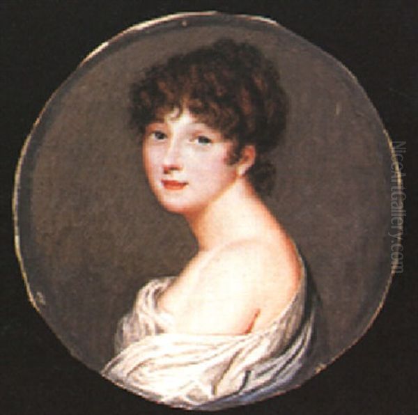 A Lady, In Loose White Robes, Her Hair Upswept Oil Painting by Charles Henard