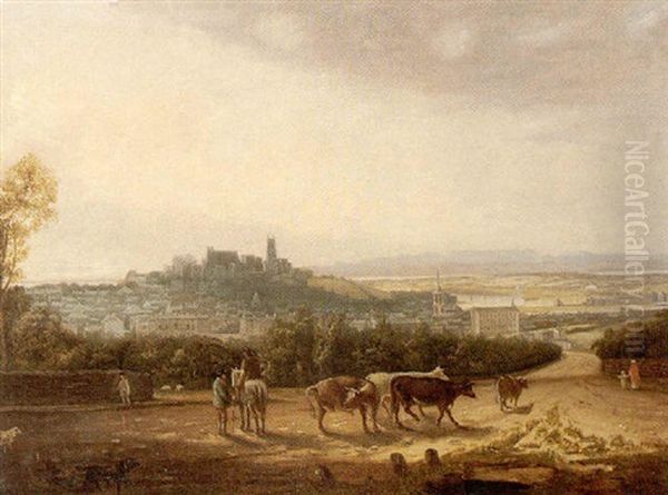 View Of Lancaster From The East Oil Painting by John Henderson the Elder