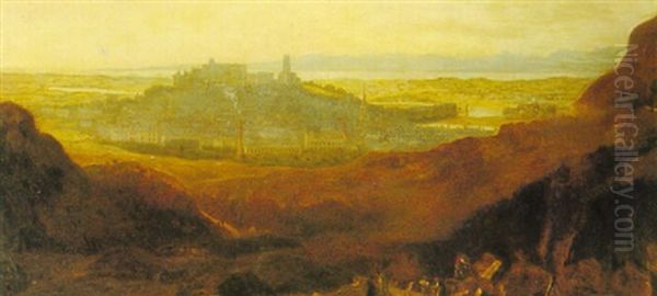 View Of Lancaster From The East Oil Painting by John Henderson the Elder