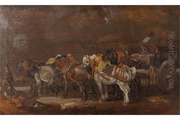 Horses And Chariot Oil Painting by Charles Cooper Henderson