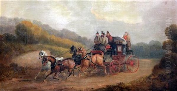 Mail Coaches (pair) Oil Painting by Charles Cooper Henderson