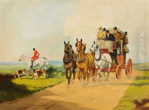 Coach On A Country Road Oil Painting by Charles Cooper Henderson