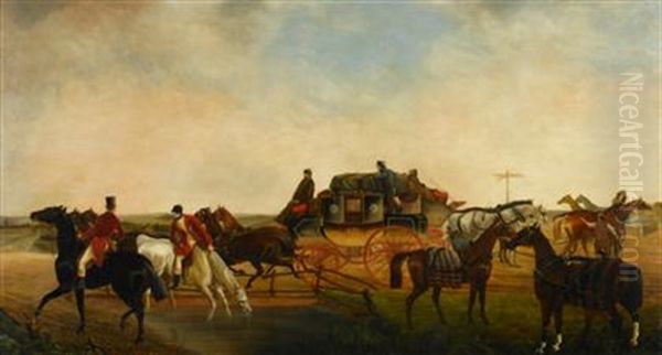 London To Brighton Royal Mail Coach Oil Painting by Charles Cooper Henderson