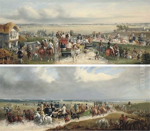 Ascot Races - Arriving (+ Returning; Pair) Oil Painting by Charles Cooper Henderson