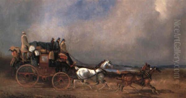 The Dover To London Royal Mail On The Open Road Oil Painting by Charles Cooper Henderson