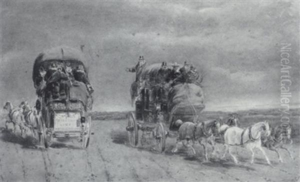 Passing Coaches Oil Painting by Charles Cooper Henderson