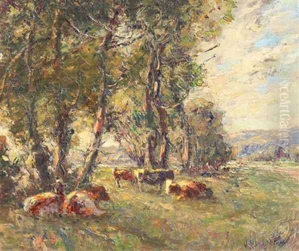 Cattle Resting Beneath The Trees by James Henderson