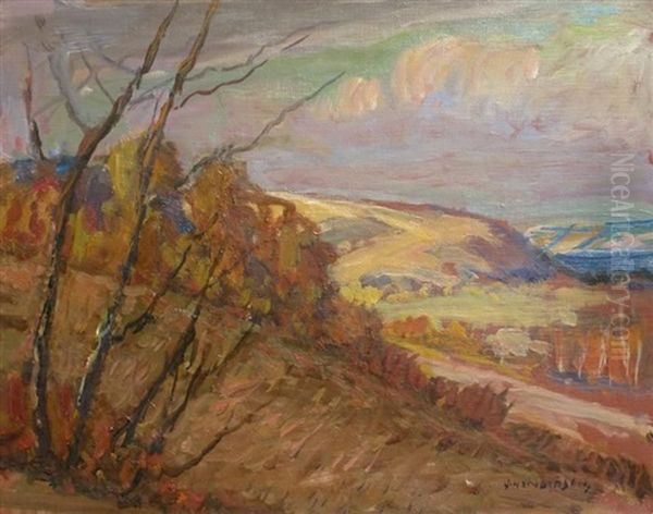 Hillside With Trees, Qu'appelle Winter Oil Painting by James Henderson