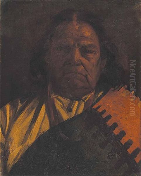 Untitled - First Nations Elder Oil Painting by James Henderson