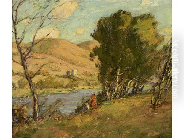 The River, Fort Qu'appelle Sask Oil Painting by James Henderson