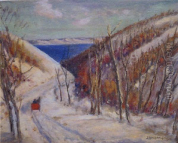 Untitled - Qu'appelle Winter And The Red Sleigh by James Henderson