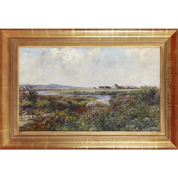 A River Landscape, Ayrshire Oil Painting by John Henderson