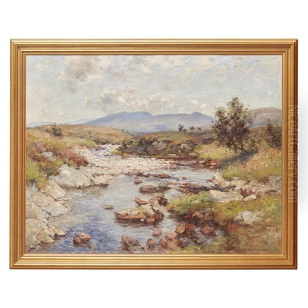 A Hill Stream Oil Painting by John Henderson