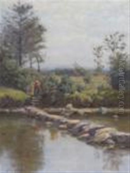 Stepping Stones Oil Painting by John Henderson