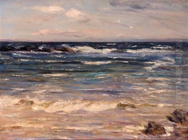 Breaking Waves (+ A Storm Off Shore; 2 Works) Oil Painting by John Henderson