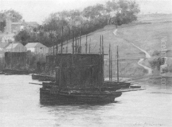 Fishing Boats At Anchor Oil Painting by John Henderson