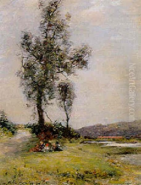 A Picnic By The River Oil Painting by John Henderson