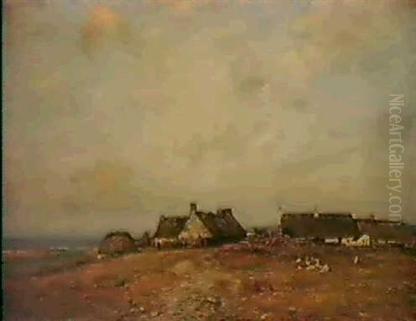 Cottages By The Sea Oil Painting by John Henderson