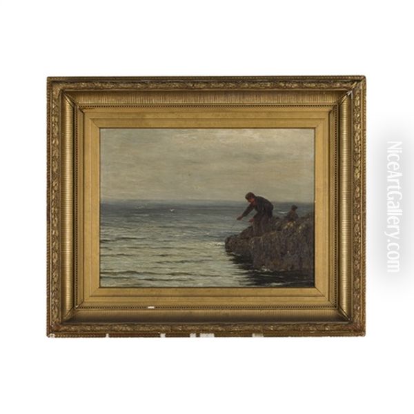 Fishing By The Shore Oil Painting by Joseph Henderson