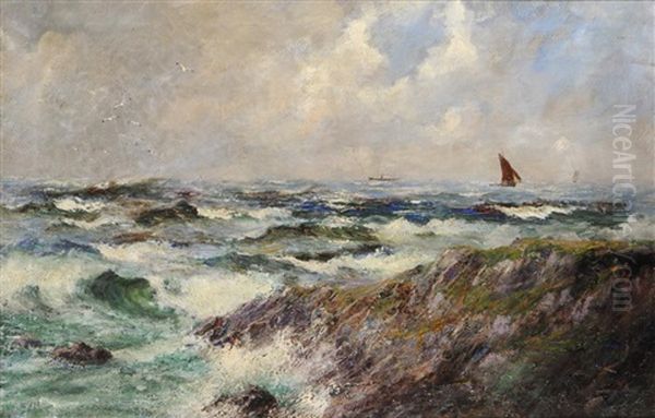 Shipping Off The Scottish Coast Oil Painting by Joseph Henderson