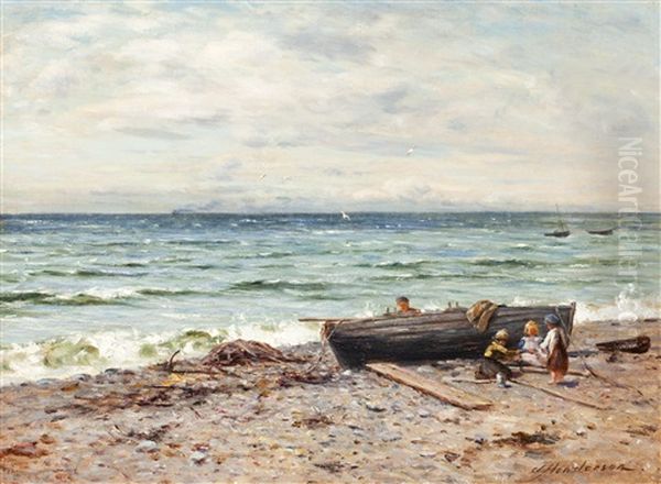 Fisher Children, Ayrshire Oil Painting by Joseph Henderson