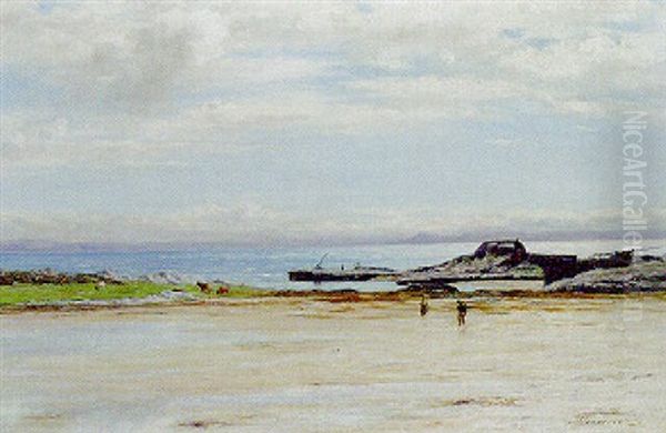 Figures On A Beach Oil Painting by Joseph Henderson