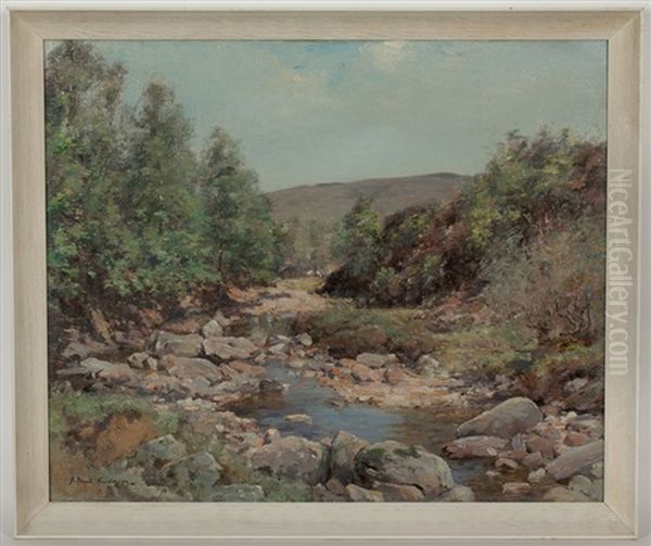 Downstream, View Of A River Keeper's Hut Oil Painting by Joseph Morris Henderson