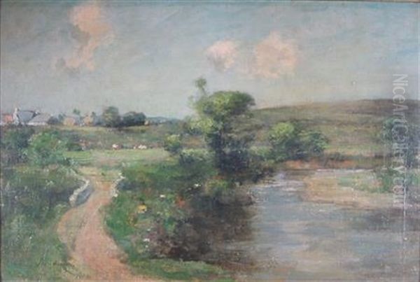 Riverside Path Oil Painting by Joseph Morris Henderson