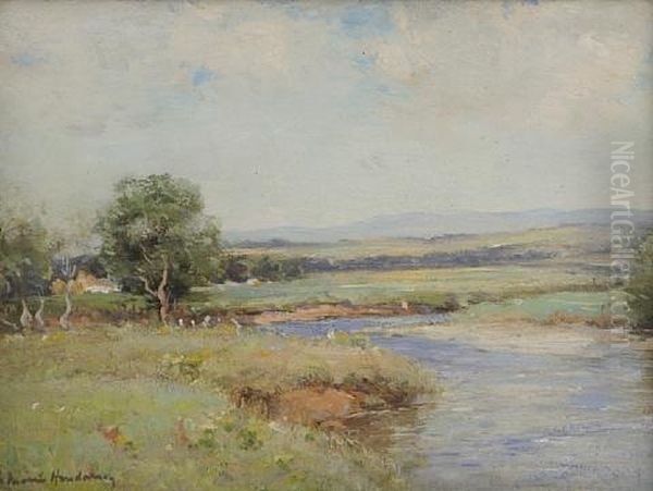 River And Farm Oil Painting by Joseph Morris Henderson