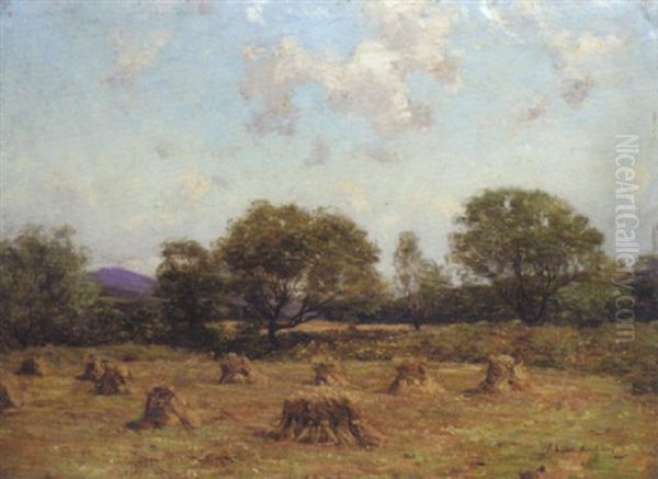 Corn Stooks Oil Painting by Joseph Morris Henderson