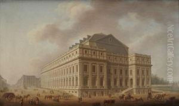 Entree Du Grand Theatre De Bordeaux Oil Painting by Pierre Charles Baquoy