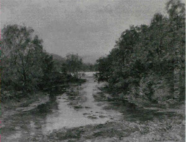 A Scottish River Oil Painting by Joseph Morris Henderson