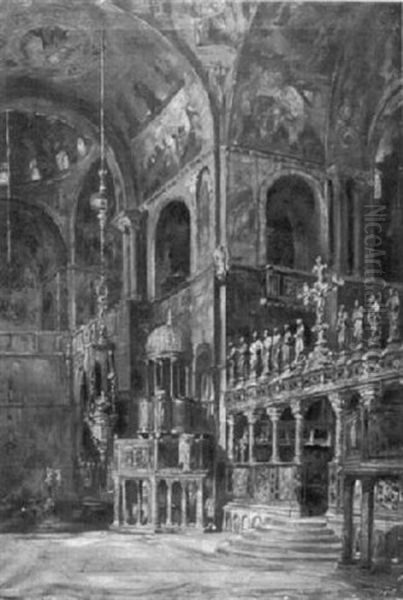 Interior Of St. Mark's Cathedral, Venice Oil Painting by Richard Hendorf