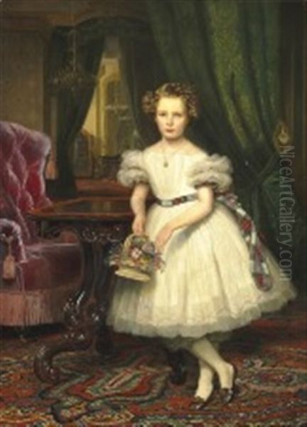 Biedermeier Interior With A Little Girl Oil Painting by Barend Leonardus Hendriks