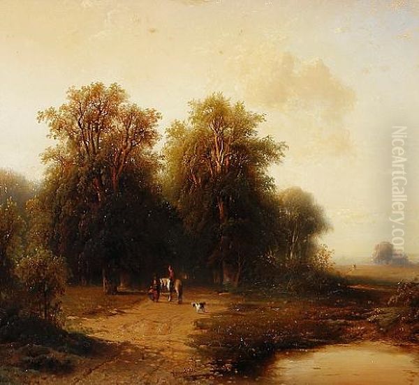 A Group Of Figures In A Landscape Outside Arnhem Oil Painting by Frederik Hendrik Hendriks