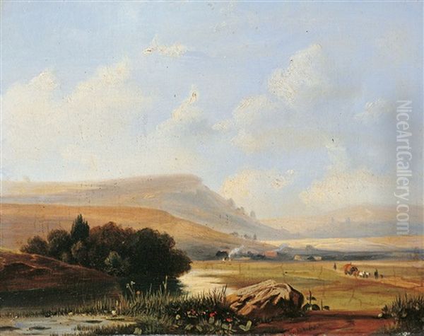 Mittelgebirgslandschaft Oil Painting by Frederik Hendrik Hendriks