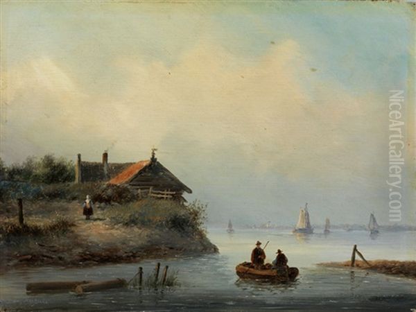 Niederlandische Polder Seelandschaft Oil Painting by Gerardus Hendriks