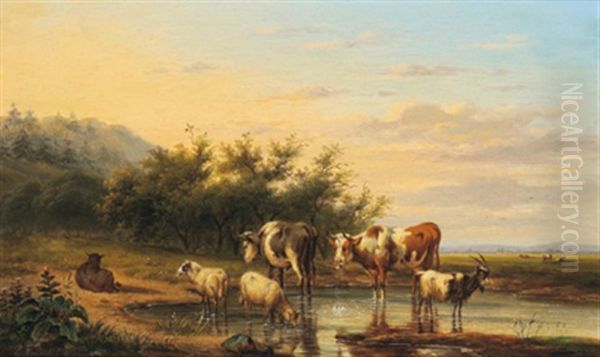 Weite Landschaft Mit Einer Tierherde Im Vordergrund Oil Painting by Gerardus Hendriks