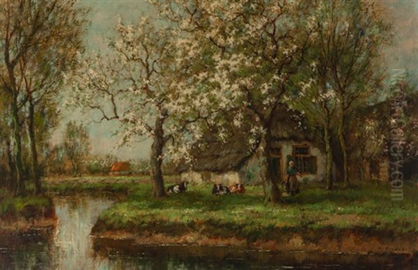 Blossoms At Laren Oil Painting by Willem Hendriks