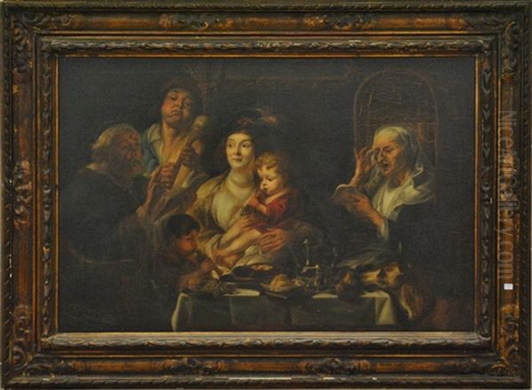 La Lecture (after Jordaens) Oil Painting by Willem Hendriks