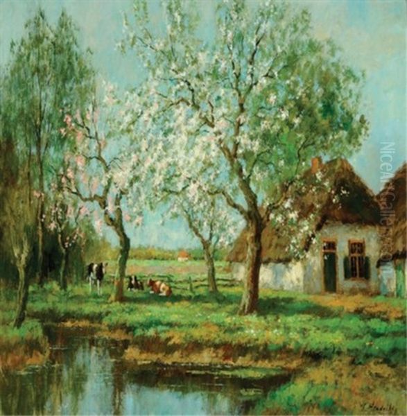 Blossom Time At Laren Oil Painting by Willem Hendriks