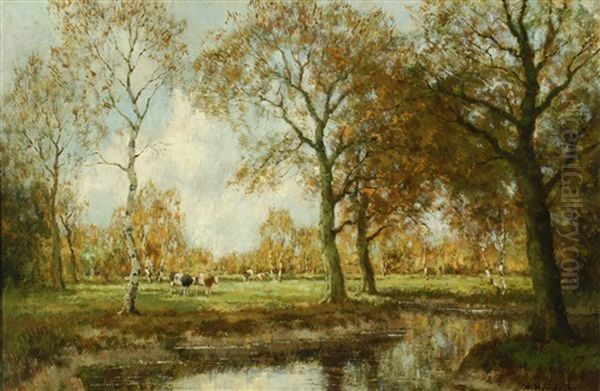 Cattle In A Sunny Meadow Oil Painting by Willem Hendriks