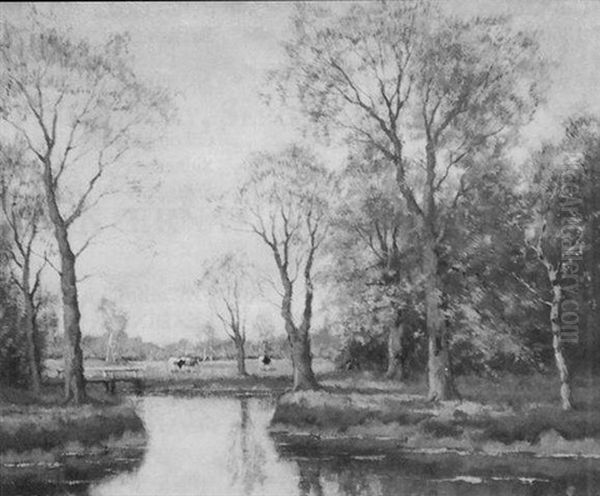 Cows By The River Oil Painting by Willem Hendriks