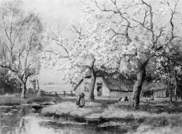 Blossoms At Laren Oil Painting by Willem Hendriks