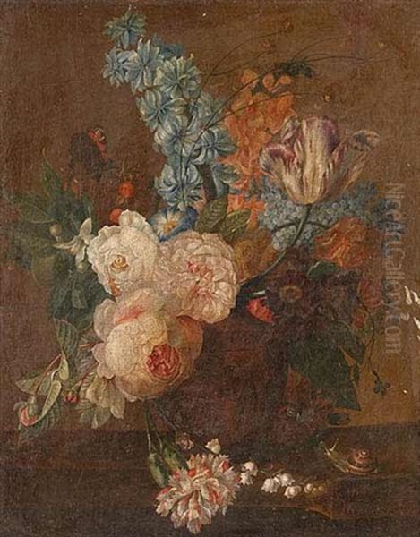 A Bouquet In A Vase Oil Painting by Wybrand Hendriks