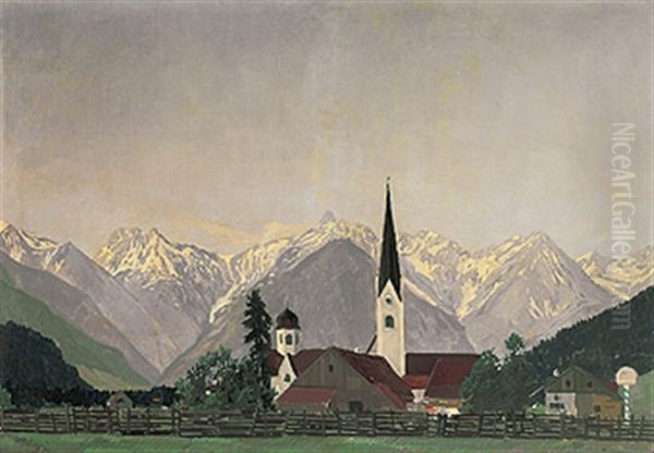 Blick Auf Oberstdorf Und Allgauer Gebirgspanorama Oil Painting by Edwin Henel