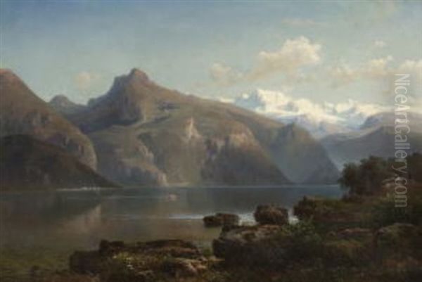 Gebirgssee (vierwaldstattersee?) Oil Painting by Franz Hengsbach