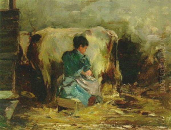 En Ung Pige, Der Malker Oil Painting by Gerke Henkes