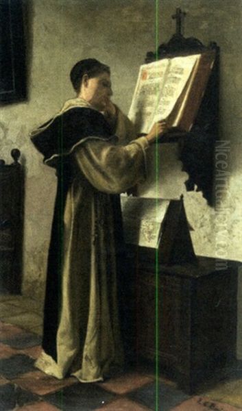 A Monk At Study Oil Painting by Lionel Charles Henley